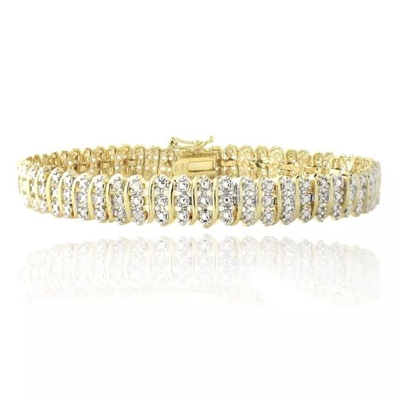 1ctw Clear VVS Diamond Bracelet Gold Finish NEW